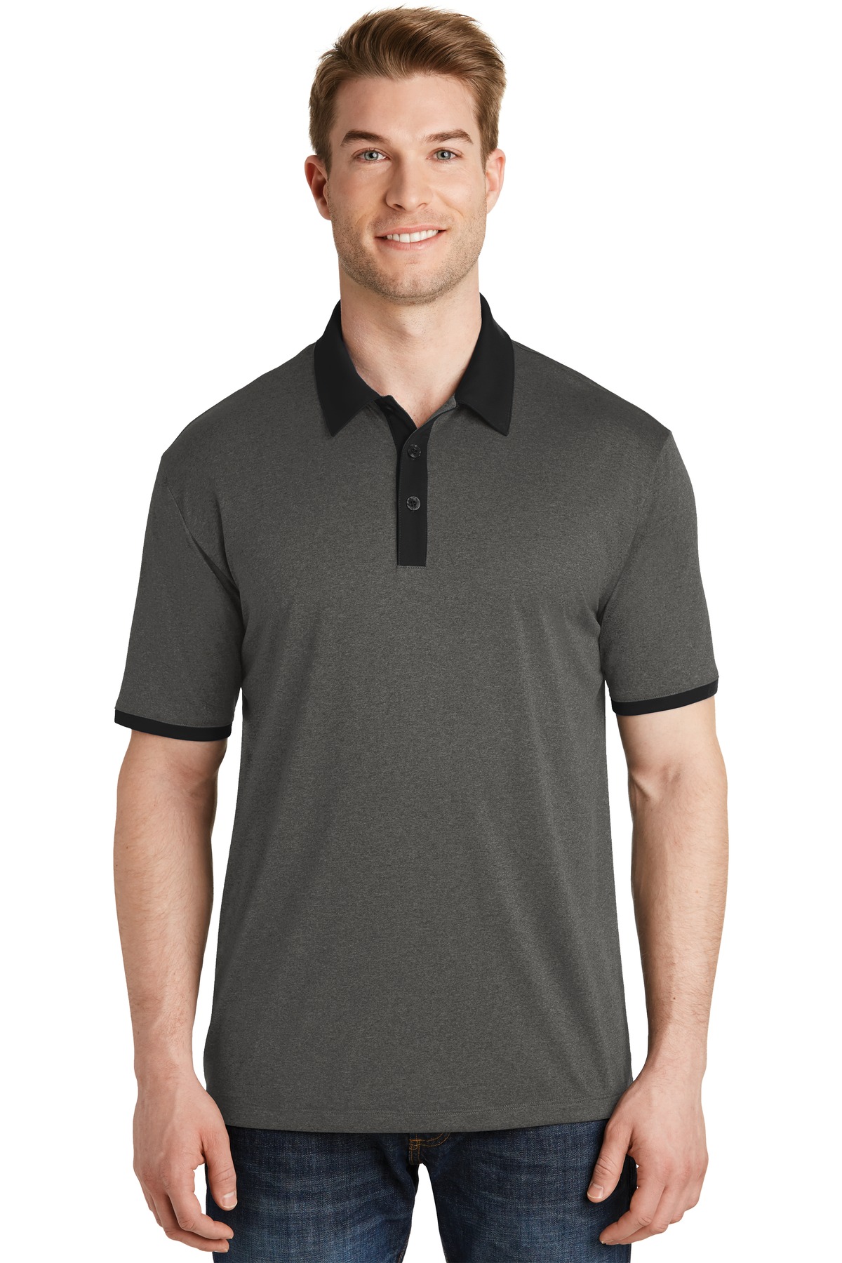 DISCONTINUED  Sport-Tek ®  Heather Contender ™  Contrast Polo