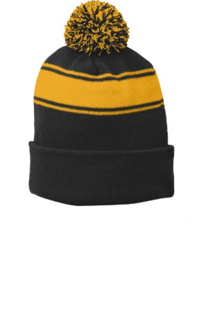 Sport-Tek ®  Stripe Pom Pom Beanie