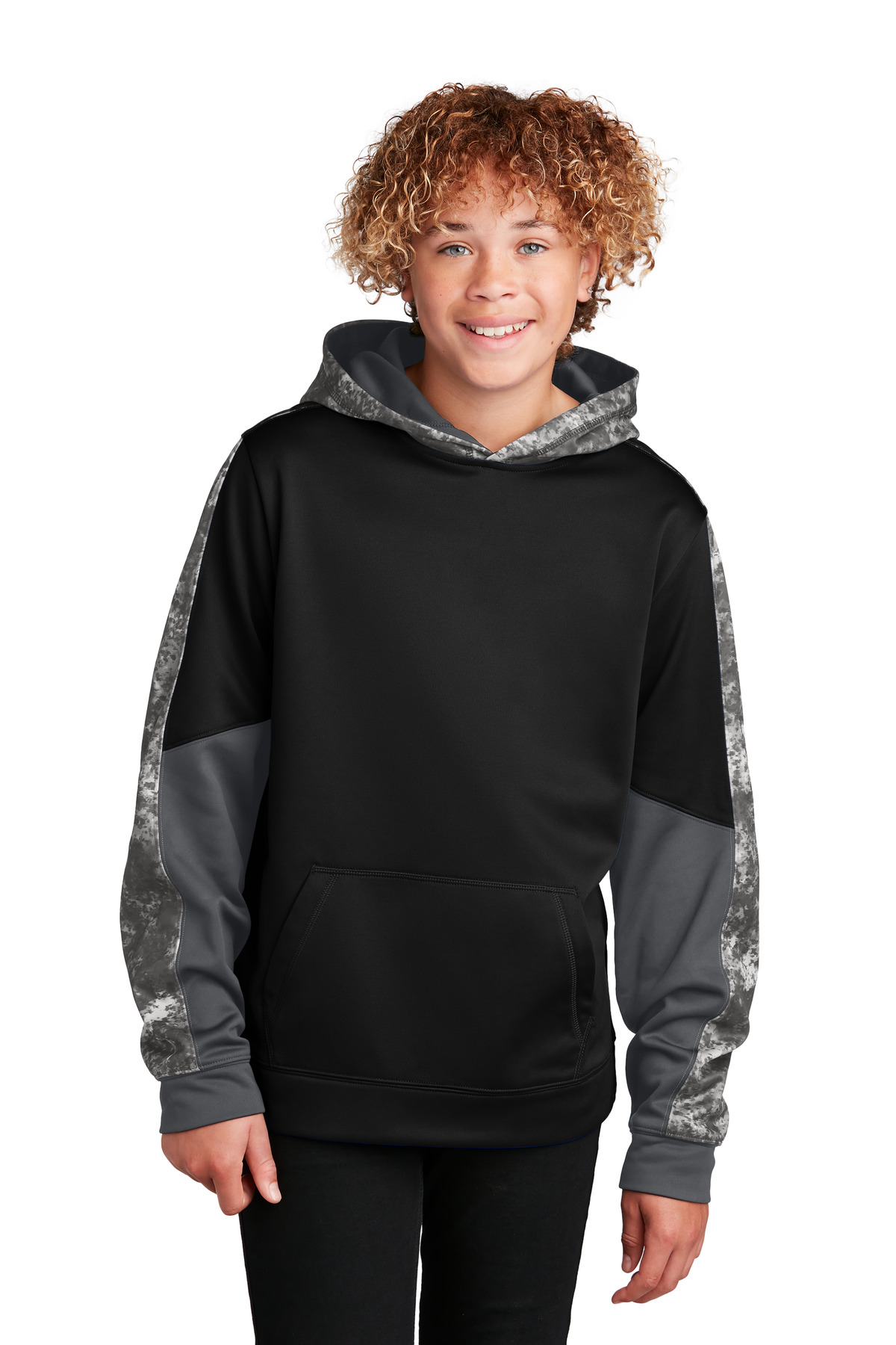 Sport-Tek ®  Youth Sport-Wick ®  Mineral Freeze Fleece Colorblock Hooded Pullover