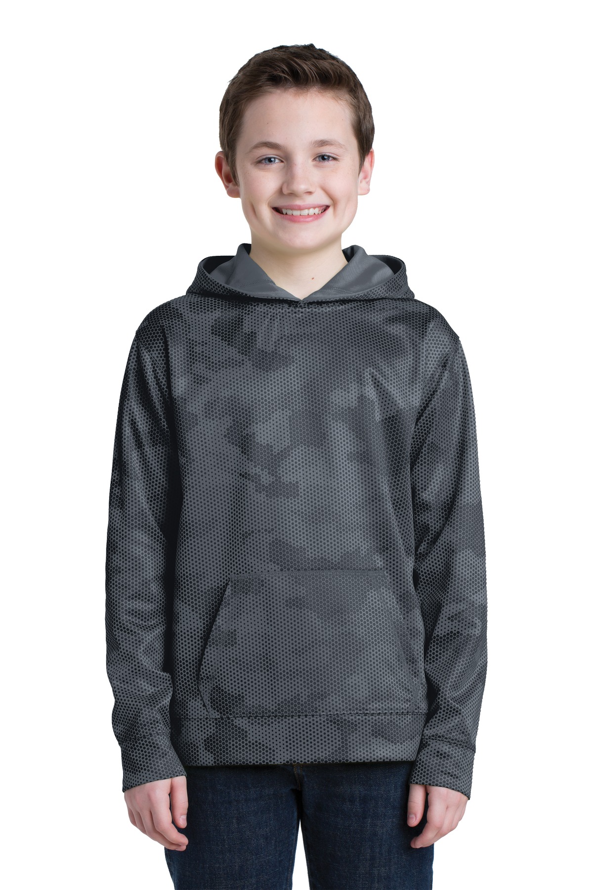 Sport-Tek ®  Youth Sport-Wick ®  CamoHex Fleece Hooded Pullover