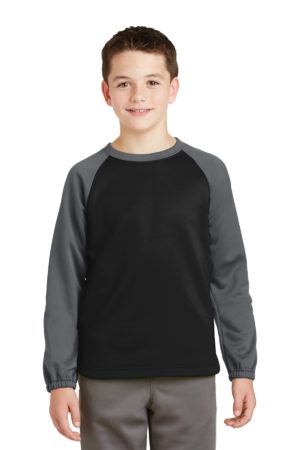 DISCONTINUED  Sport-Tek ®  Youth Sport-Wick ®  Raglan Colorblock Fleece Crewneck