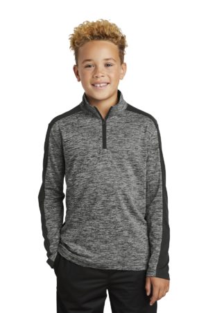 Sport-Tek  ®  Youth PosiCharge  ®  Electric Heather Colorblock 1/4-Zip Pullover