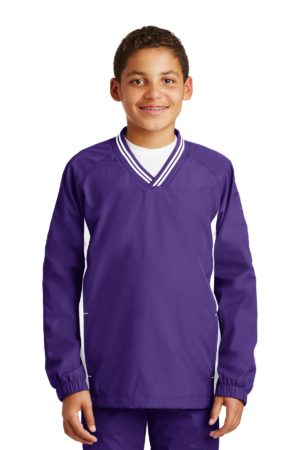 DISCONTINUED  Sport-Tek ®  Youth Tipped V-Neck Raglan Wind Shirt